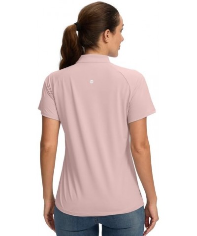 Women's Golf Shirt Short Sleeve Polo with Zip Up Quick Dry Sports Tennis Shirts for Women Golf Apparel Clothes Dusty Pink $12...