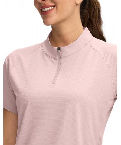 Women's Golf Shirt Short Sleeve Polo with Zip Up Quick Dry Sports Tennis Shirts for Women Golf Apparel Clothes Dusty Pink $12...