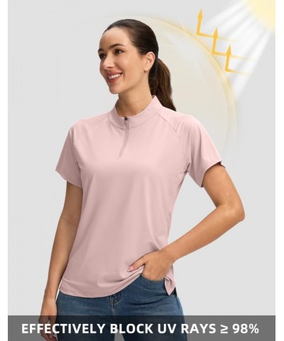 Women's Golf Shirt Short Sleeve Polo with Zip Up Quick Dry Sports Tennis Shirts for Women Golf Apparel Clothes Dusty Pink $12...