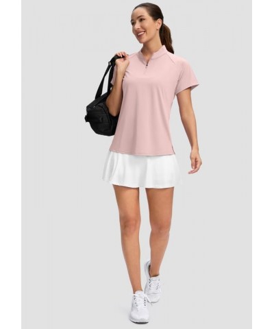 Women's Golf Shirt Short Sleeve Polo with Zip Up Quick Dry Sports Tennis Shirts for Women Golf Apparel Clothes Dusty Pink $12...