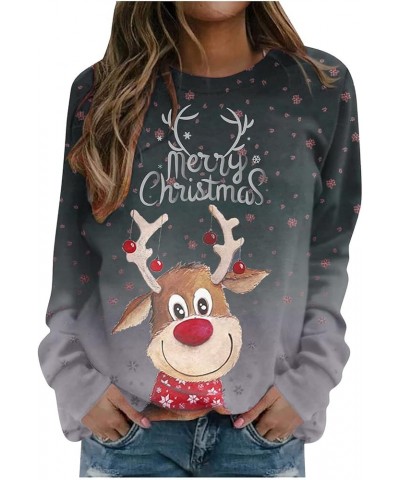 Ugly Christmas Sweater for Women Funny Cute Xmas Reindeer Christmas Tree Printed Tops Long Sleeve Crewneck Pullover 02-gray $...