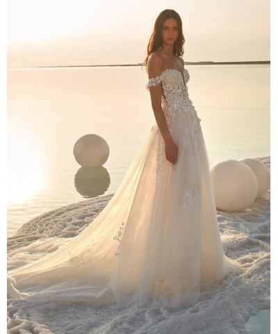 Lace Appliqued Wedding Dresses for Bride 2024 Beach Wedding Bridal Gowns for Women SE002 Style O-ivory $57.57 Dresses