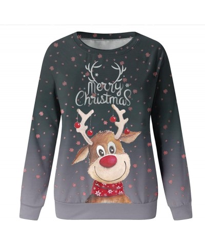 Ugly Christmas Sweater for Women Funny Cute Xmas Reindeer Christmas Tree Printed Tops Long Sleeve Crewneck Pullover 02-gray $...