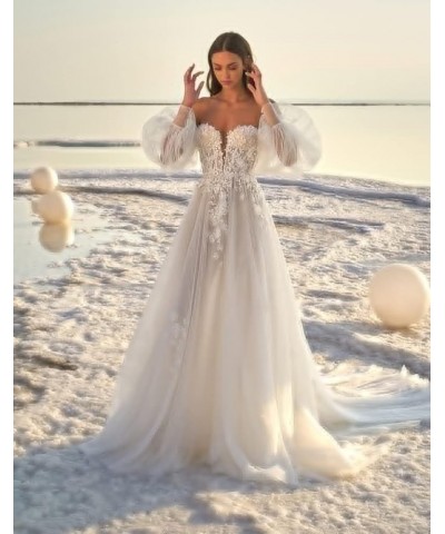 Lace Appliqued Wedding Dresses for Bride 2024 Beach Wedding Bridal Gowns for Women SE002 Style O-ivory $57.57 Dresses