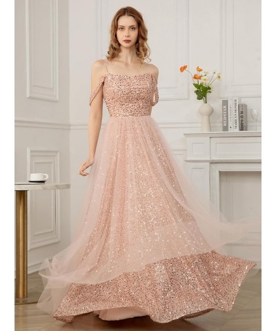 Off Shoulder Sequin Prom Dresses Long Glitter Tulle Wedding Party Dress Formal Ball Gown for Women Rose $35.87 Dresses