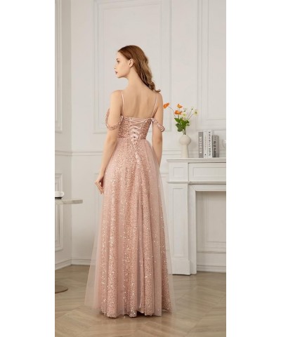 Off Shoulder Sequin Prom Dresses Long Glitter Tulle Wedding Party Dress Formal Ball Gown for Women Rose $35.87 Dresses