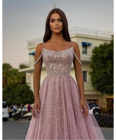 Off Shoulder Sequin Prom Dresses Long Glitter Tulle Wedding Party Dress Formal Ball Gown for Women Rose $35.87 Dresses