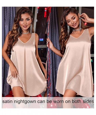 Women's Sleeveless V Neck Satin Nightgown Champagne $11.75 Sleep & Lounge