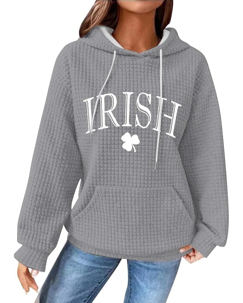 St Patricks Day Shirt for Women Casual Drawstring Trendy Pullover Tops for St. Day Grey 4 $13.18 Tops