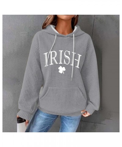 St Patricks Day Shirt for Women Casual Drawstring Trendy Pullover Tops for St. Day Grey 4 $13.18 Tops