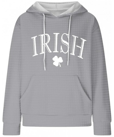 St Patricks Day Shirt for Women Casual Drawstring Trendy Pullover Tops for St. Day Grey 4 $13.18 Tops