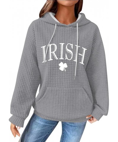 St Patricks Day Shirt for Women Casual Drawstring Trendy Pullover Tops for St. Day Grey 4 $13.18 Tops