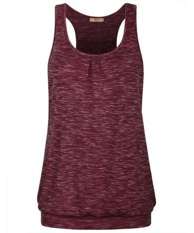 Womens Sleeveless Round Neck Loose Fit Racerback Yoga Tank Top Wine-2 $17.91 Activewear