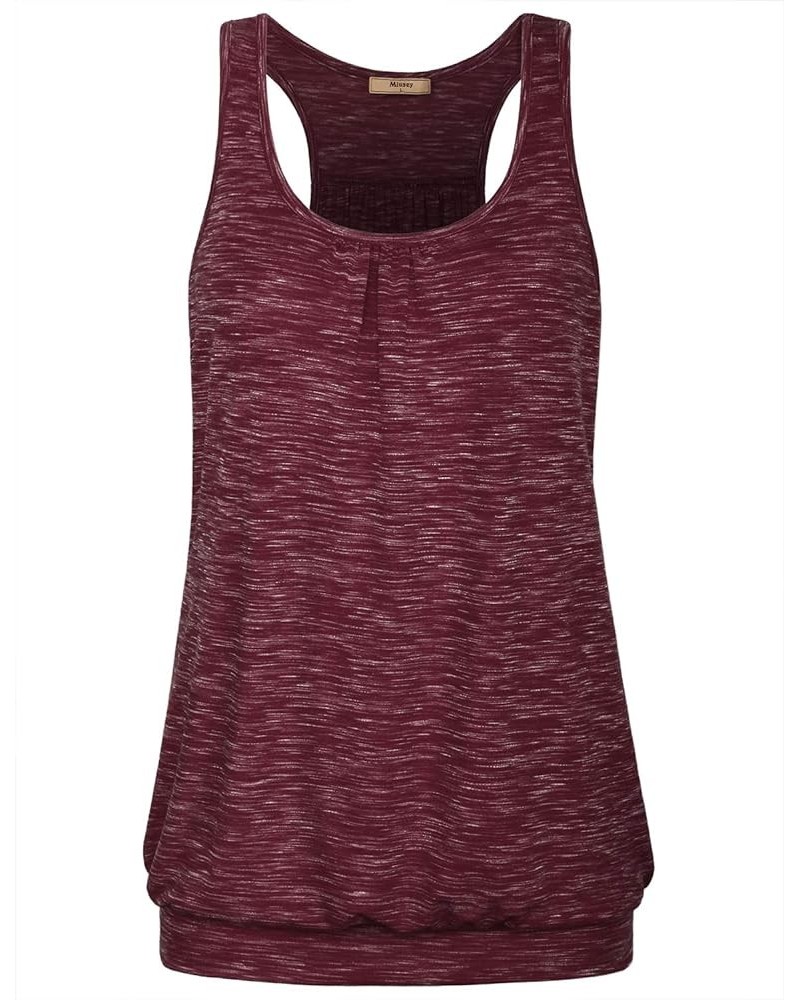 Womens Sleeveless Round Neck Loose Fit Racerback Yoga Tank Top Wine-2 $17.91 Activewear