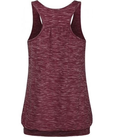 Womens Sleeveless Round Neck Loose Fit Racerback Yoga Tank Top Wine-2 $17.91 Activewear