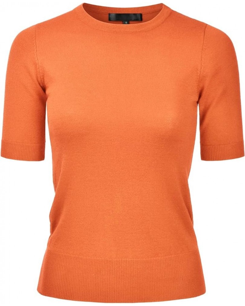 Women's Crewneck 1/2 Sleeve Slim Fit Pullover Knit Sweater Top (S-XL) Esw004_lightorange $15.65 Sweaters