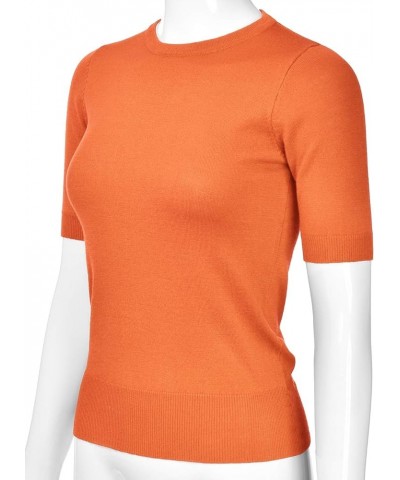 Women's Crewneck 1/2 Sleeve Slim Fit Pullover Knit Sweater Top (S-XL) Esw004_lightorange $15.65 Sweaters