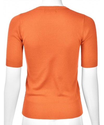 Women's Crewneck 1/2 Sleeve Slim Fit Pullover Knit Sweater Top (S-XL) Esw004_lightorange $15.65 Sweaters