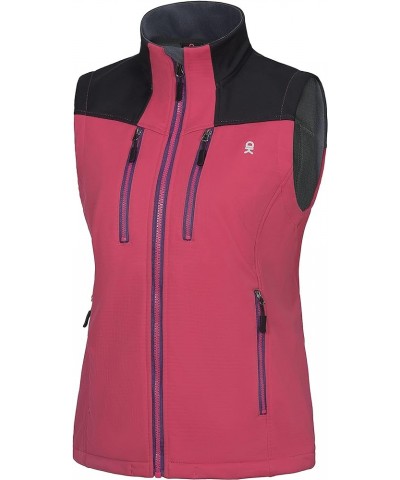 Women's Fleece Lined Vest,Lightweight Softshell Sleeveless Jacket for Running Hiking Golf Pink $30.77 Vests