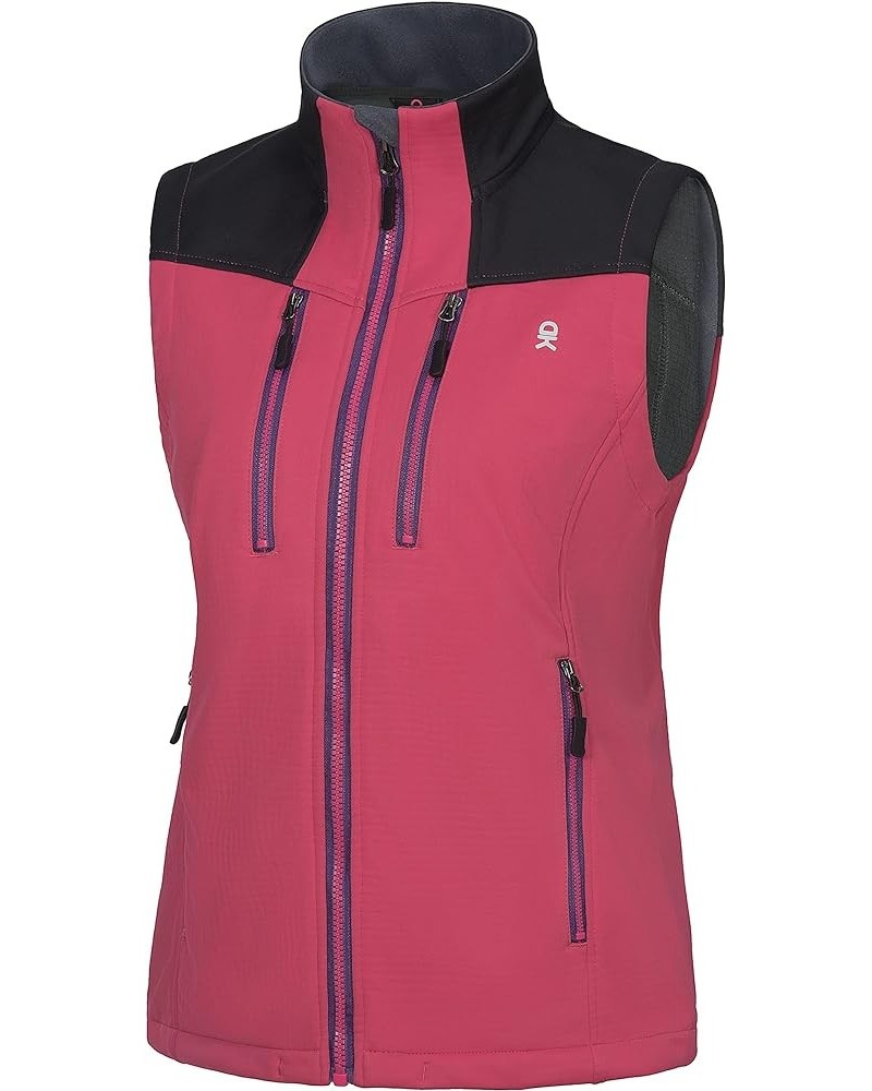 Women's Fleece Lined Vest,Lightweight Softshell Sleeveless Jacket for Running Hiking Golf Pink $30.77 Vests