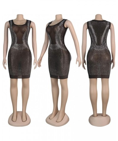 Women's Sexy Rhinestone Sleeveless Night Club Dress Party Clubwear for Women H-black $25.06 Dresses