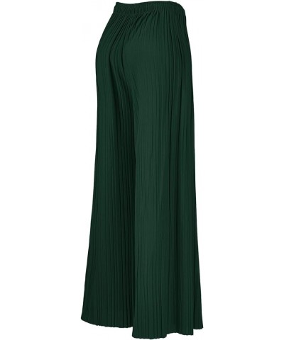 Women's Pleated Wide Leg Palazzo Pants with Drawstring Wb1484_green $14.36 Pants