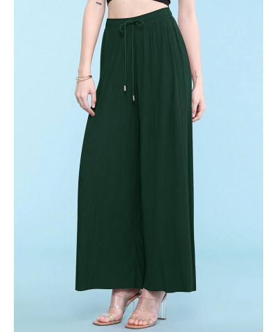 Women's Pleated Wide Leg Palazzo Pants with Drawstring Wb1484_green $14.36 Pants