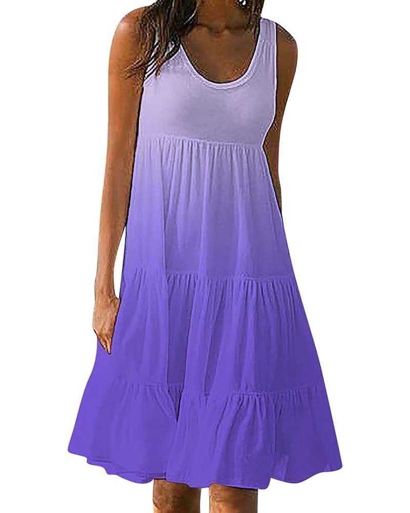 Summer Dresses for Women 2023 Beach Vacation Sun Dresses Casual Sleeveless Pleated Dress Boho Cover Up Midi Dresses Crew Neck...