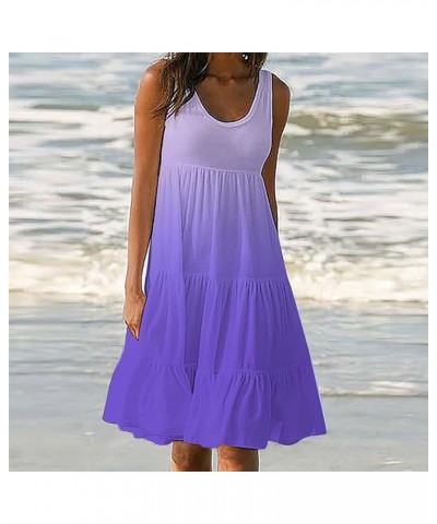 Summer Dresses for Women 2023 Beach Vacation Sun Dresses Casual Sleeveless Pleated Dress Boho Cover Up Midi Dresses Crew Neck...