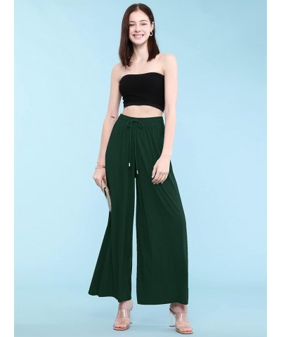 Women's Pleated Wide Leg Palazzo Pants with Drawstring Wb1484_green $14.36 Pants