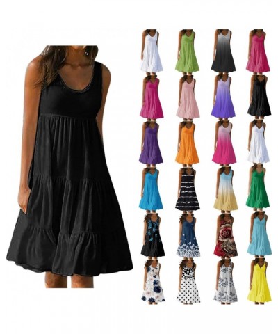 Summer Dresses for Women 2023 Beach Vacation Sun Dresses Casual Sleeveless Pleated Dress Boho Cover Up Midi Dresses Crew Neck...