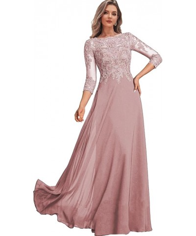 Women's Lace Mother of The Bride Dresses Long for Wedding Chiffon Long Formal Evening Dress with Sleeves Coral $48.22 Dresses