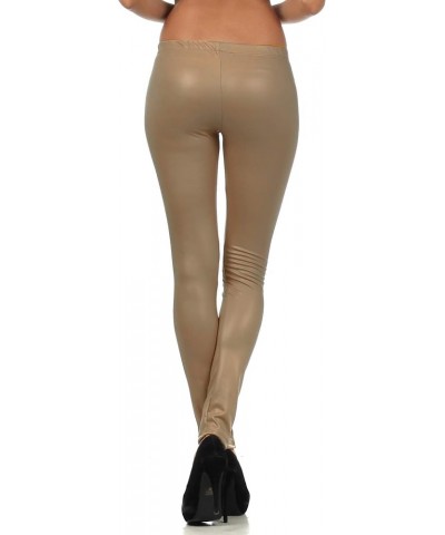 Footless Ultra Slim Fit Matte Liquid Wet Look Leggings Mocha $14.57 Leggings