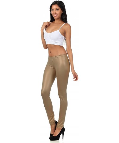 Footless Ultra Slim Fit Matte Liquid Wet Look Leggings Mocha $14.57 Leggings