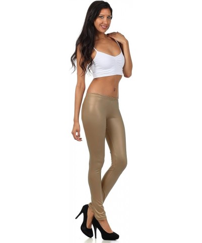 Footless Ultra Slim Fit Matte Liquid Wet Look Leggings Mocha $14.57 Leggings