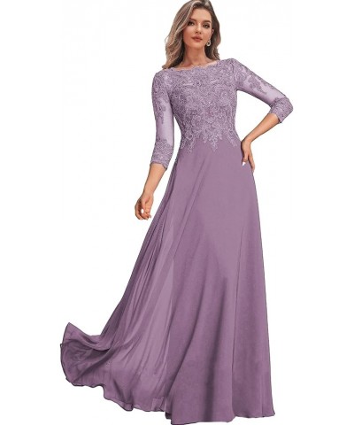 Women's Lace Mother of The Bride Dresses Long for Wedding Chiffon Long Formal Evening Dress with Sleeves Coral $48.22 Dresses