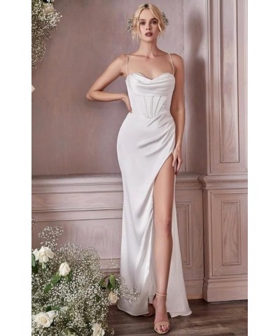 Spaghetti Straps Prom Dress Halter Satin Sweetheart Long Formal Evening Dresses High Slit Backless Bridesmaid Dresses YK397 R...