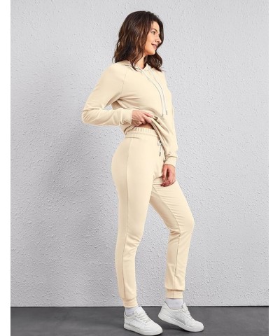 Women's Two Piece Outfits Sweatsuits Set Long Sleeve Pullover Hoodie and Jogger Sweatpants Tracksuit Lounge Sets Apricot $19....