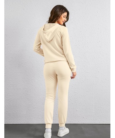 Women's Two Piece Outfits Sweatsuits Set Long Sleeve Pullover Hoodie and Jogger Sweatpants Tracksuit Lounge Sets Apricot $19....