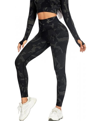 Women Seamless Leggings High Waisted Scrunch Butt Lifting Workout Gym Yoga Pant Camo Black $10.00 Activewear