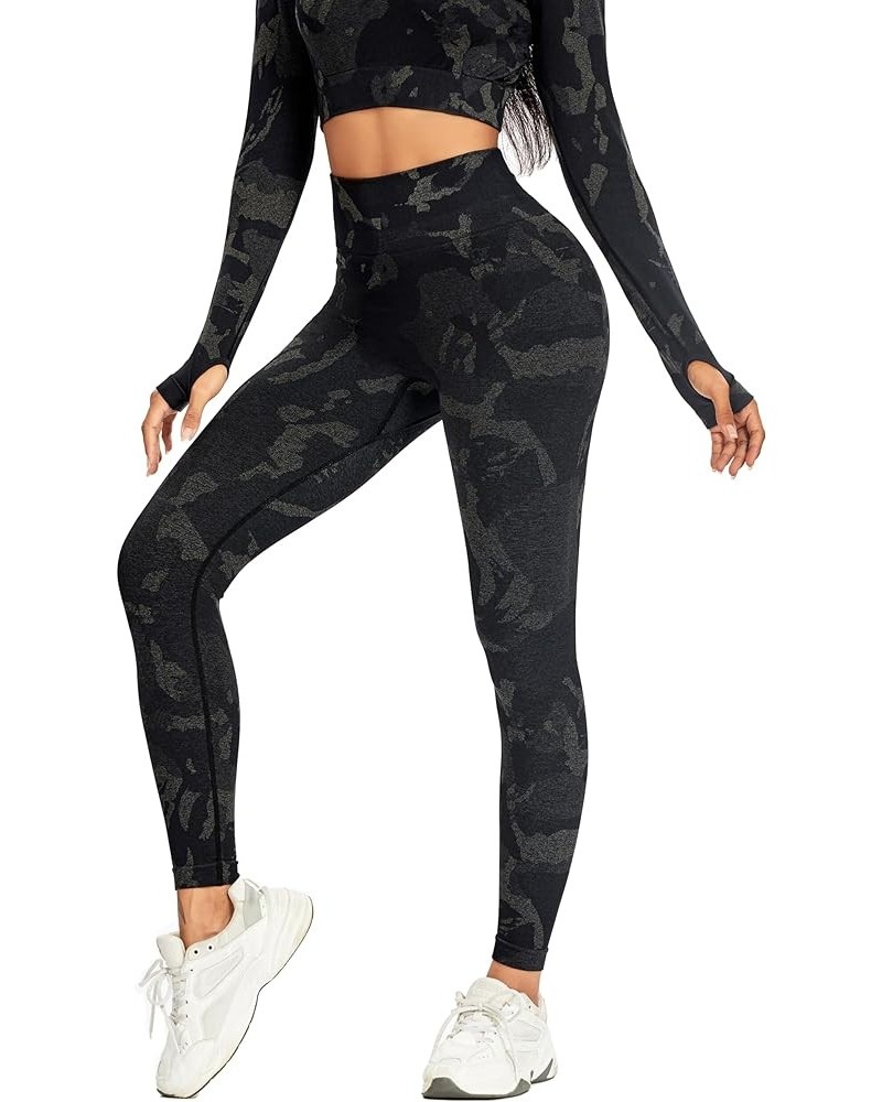 Women Seamless Leggings High Waisted Scrunch Butt Lifting Workout Gym Yoga Pant Camo Black $10.00 Activewear