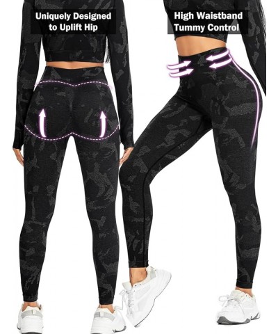 Women Seamless Leggings High Waisted Scrunch Butt Lifting Workout Gym Yoga Pant Camo Black $10.00 Activewear