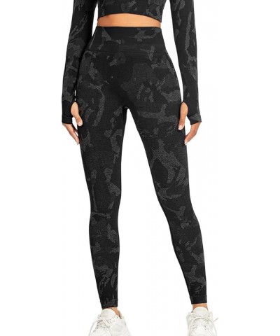 Women Seamless Leggings High Waisted Scrunch Butt Lifting Workout Gym Yoga Pant Camo Black $10.00 Activewear