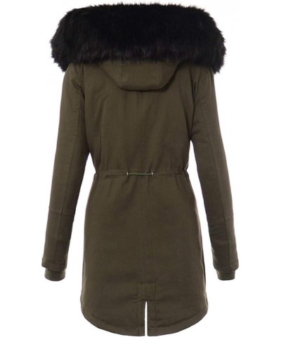 Womens Winter Coats Trendy Plus Size Fleece Sherpa Lined Parkas Jacket Thicken Windproof Outerwear With Fur Hood 11-army Gree...