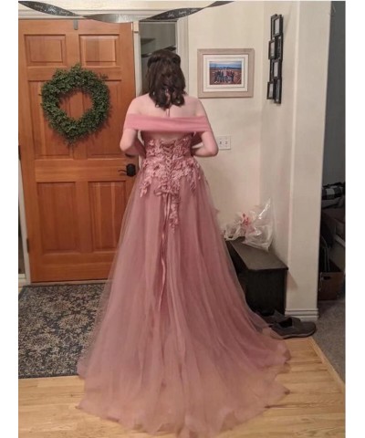 Women's Sweetheart Prom Homecoming Dresses Tulle Halter Long Evening Party Dresses with Appliques Pink $47.00 Dresses