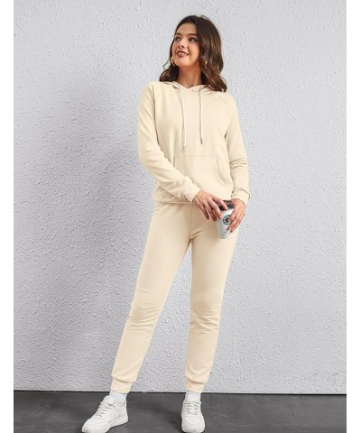 Women's Two Piece Outfits Sweatsuits Set Long Sleeve Pullover Hoodie and Jogger Sweatpants Tracksuit Lounge Sets Apricot $19....