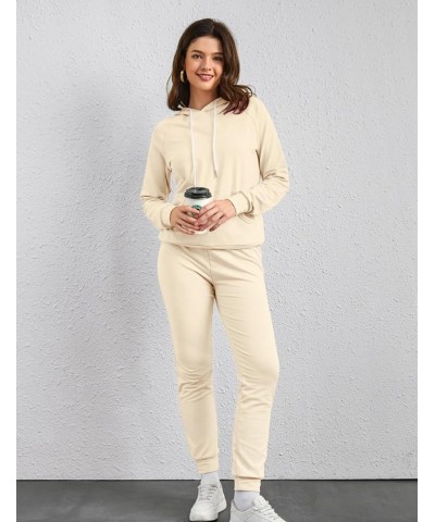 Women's Two Piece Outfits Sweatsuits Set Long Sleeve Pullover Hoodie and Jogger Sweatpants Tracksuit Lounge Sets Apricot $19....