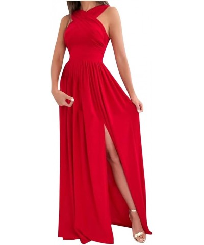 Casual Dresses for Women 2023 Long Sleeve V Neck Loose Fitted Plain Flowy Maxi Tiered Dress F-red $12.80 Sweaters