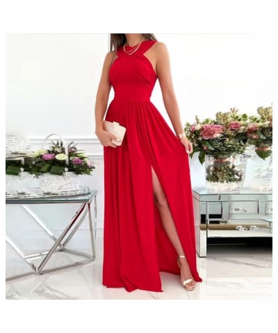 Casual Dresses for Women 2023 Long Sleeve V Neck Loose Fitted Plain Flowy Maxi Tiered Dress F-red $12.80 Sweaters