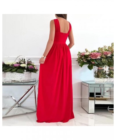 Casual Dresses for Women 2023 Long Sleeve V Neck Loose Fitted Plain Flowy Maxi Tiered Dress F-red $12.80 Sweaters